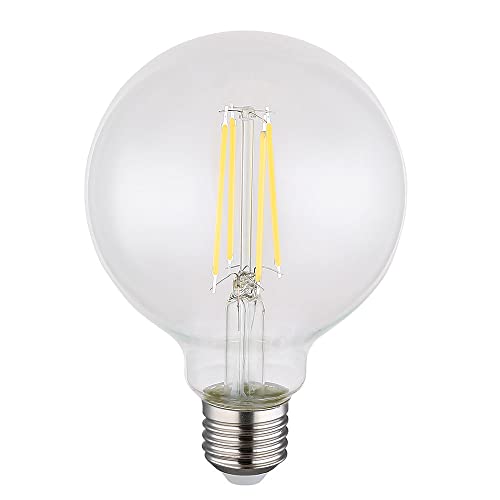 Vintage Leuchtmittel dimmbar E27 Vintage Glühbirne LED Retro Filament Leuchtmittel, Glas klar, 7 Watt 700 Lumen 4000 Kelvin neutralweiß, DxH 9,5x14 cm von Globo