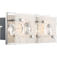 Wandlampe Chrom Wandleuchte Innen Treppenhauslampen Wand, Glas mit Muster, K5 Kristalle klar, 2x LED 4W 320lm warmweiß, LxBxH 24x11x10 cm von Globo