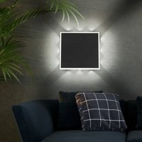 Wandlampe Flurleuchte led Wandleuchte indirekte Beleuchtung Schlafzimmerlampe schwarz, Metall Acryl, 12W 850lm warmweiß, BxH 20x20 cm Wandlampe Flurleuchte led Wandleuchte indirekte Beleuchtung Schlafzimmerlampe schwarz, Metall Acryl, 12W 850lm warmweiß, BxH 20x20 cm von Globo