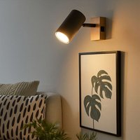 Globo - Wandlampe Wandleuchte Holzlampe Wohnzimmerlampe braun, mit verstellbarem Spot, Metall schwarz graphit braun, 1x GU10, BxH 7x10 cm von Globo