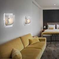 Wandlampe chrom Glas led Wandleuchte Flurleuchte Treppenhauslampe Wohnzimmerlampe, 1x led warmweiß, DxH 16x9 cm, 2er Set von Globo