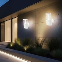 Wandleuchte Außenwandleuchte Edelstahl led Gartenleuchte Wandlampe Außen weiß, 7W 450lm warmweiß, h 23 cm, 2er Set Wandleuchte Außenwandleuchte Edelstahl led Gartenleuchte Wandlampe Außen weiß, 7W 450lm warmweiß, h 23 cm, 2er Set von Globo