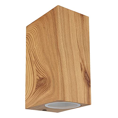 Wandleuchte Up Down 2-flammig Außenlampe Aluminium Holzoptik Aussenleuchte Wand Glas, 2x GU10 Fassung, BxH 6,8x15 cm Wandleuchte Up Down 2-flammig Außenlampe Aluminium Holzoptik Aussenleuchte Wand Glas, 2x GU10 Fassung, BxH 6,8x15 cm von GLOBO