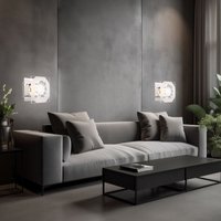 Wandleuchte Wandlampe Kristallleuchte Glas Wohnzimmerleuchte Flurlampe chrom, K5 Kristalle, LxBxH 12x12x9 cm, 2er Set Wandleuchte Wandlampe Kristallleuchte Glas Wohnzimmerleuchte Flurlampe chrom, K5 Kristalle, LxBxH 12x12x9 cm, 2er Set von Globo