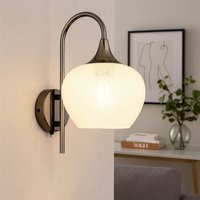 Wandleuchte Kristall Wandlampe Glas gebogen Wohnzimmerleuchte Wand schwarz-chrom, Metall, 1x E27 Fassung, LxBxH 25x18x32 cm von Globo