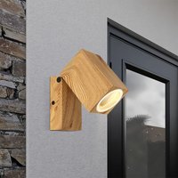 Wandleuchte beweglich Außen Fassadenleuchte Holzoptik Hauswandlampe Aussen, Alu Glas, 1x GU10 Fassung, LxBxH 11x6,5x16,5 cm von Globo