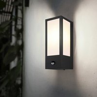 Led Wandleuchte mit Bewegungsmelder Außenleuchte mit Sensor Wandlampe schwarz, Metall, 1x E27 led warmweiß, LxBxH 15,4x12x32 cm von GLOBO LIGHTING