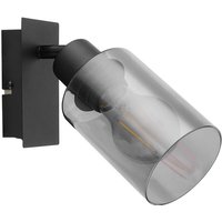 Wandleuchte schwarz Schlafzimmerlampe Bettlampe Rauchglas Wandlampe mit beweglichem Strahler, 1x E27, BxH 9 x 20 cm von Globo