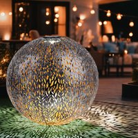 Globo - Windlicht Solar Garten Solarleuchte led Steckleuchte IP44, Erdspitz, Metall Muster antik goldfarben silbergrau, 1x led 3000K, DxH 27x38 cm Globo - Windlicht Solar Garten Solarleuchte led Steckleuchte IP44, Erdspitz, Metall Muster antik goldfarben silbergrau, 1x led 3000K, DxH 27x38 cm von Globo