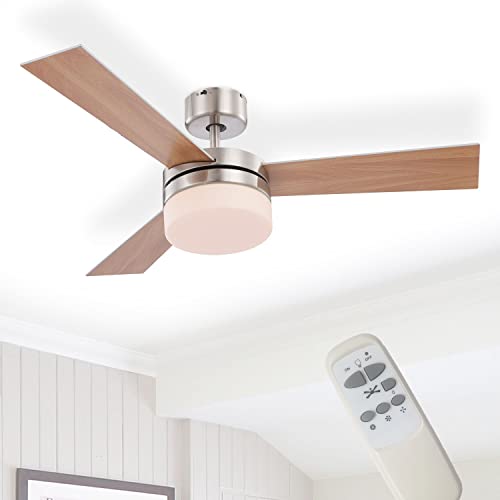 Deckenventilator mit Beleuchtung und Fernbedienung Leise - Ventilator Decke mit Licht - 3 Flügel Beidseitig Montierbar - Deckenlampe mit Lüfter Schlafzimmer 3 Stufen - Durchmesser 105 cm von GLOBO