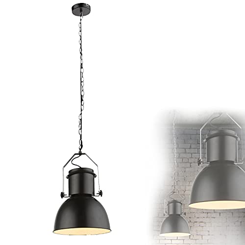 Globolightings Schwarze Hängeleuchte im Industriestil - Pendelleuchte Schwarz Vintage Industrial Esszimmer Hängelampe Küche - Restaurant Lampe – Industrielampe – Metall - 27 cm von Globolightings