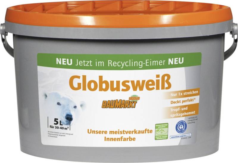 Globus Baumarkt Wandfarbe Globusweiß Wandfarbe matt 5 L von Globus Baumarkt