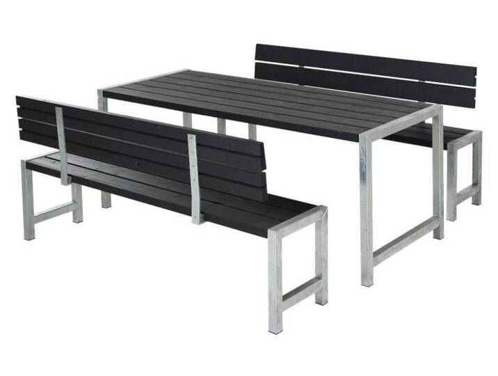 Plus Planken-Garnitur 3-teilig mit 2 Rückenlehnen, schwarz von Globus Baumarkt