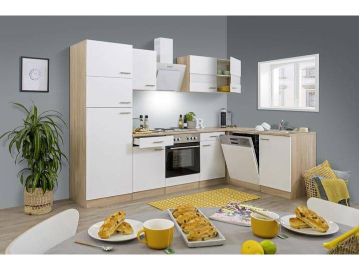 Respekta Economy L-Küchenzeile 280 x 172 cm weiß, Eiche Sonoma, Respekta Economy L-Küchenzeile 280 x 172 cm weiß, Eiche Sonoma, von Globus Baumarkt