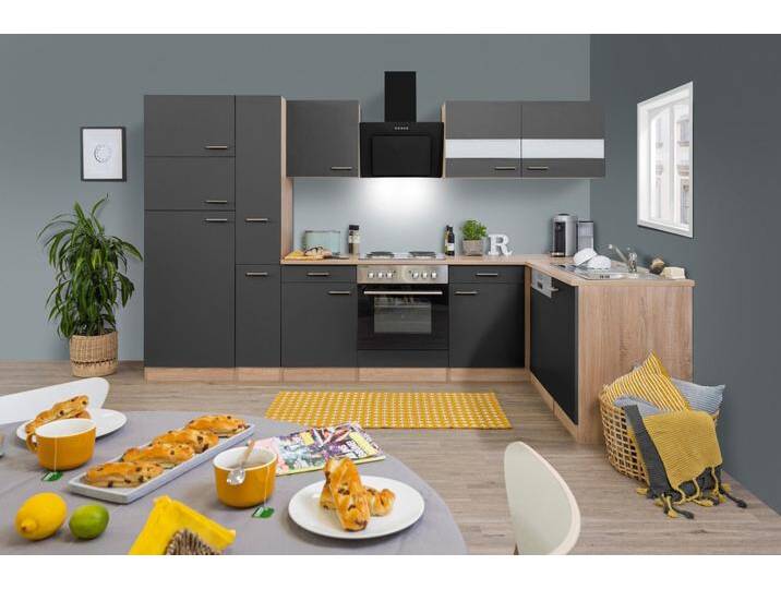 Respekta Economy L-Küchenzeile 310 x 172 cm grau, Eiche Sonoma, von Globus Baumarkt