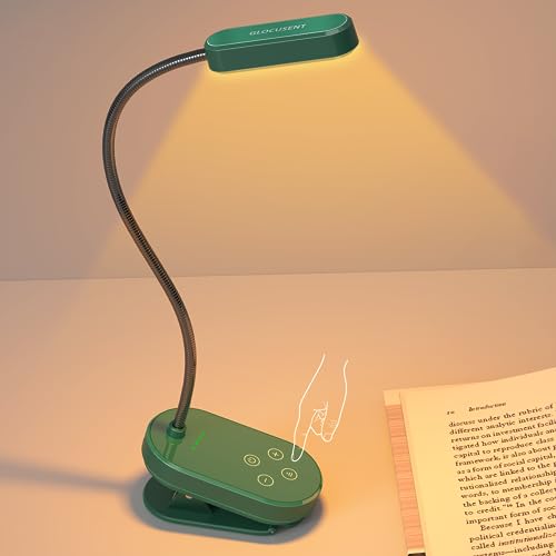 Glocusent Mini Wiederaufladbare Buchlampe mit Klemme zum Lesen im Bett, 16 LEDS mit 3 Farbmodi und 5 Helligkeitsstufen, haltbar, leicht & Klein, Lesezeit in Höhe von 80+ Stunden von Glocusent