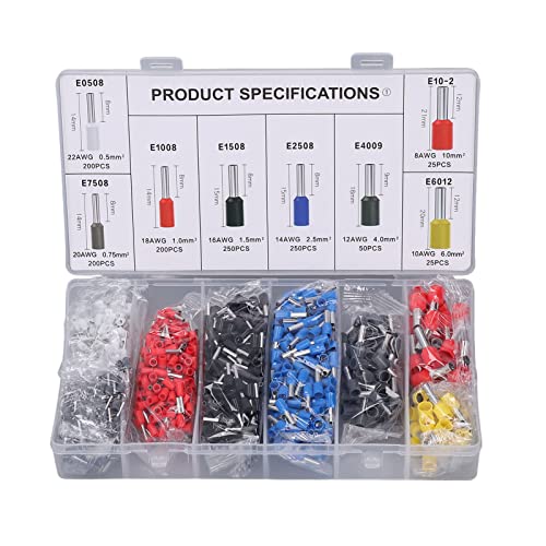 Glomora 1200 Pcs Cold Pressed Terminals Copper Tube Terminal Set,Multi Function Wire Crimping Assortment Kit for Versatile Wire Range Glomora 1200 Pcs Cold Pressed Terminals Copper Tube Terminal Set,Multi Function Wire Crimping Assortment Kit for Versatile Wire Range von Glomora