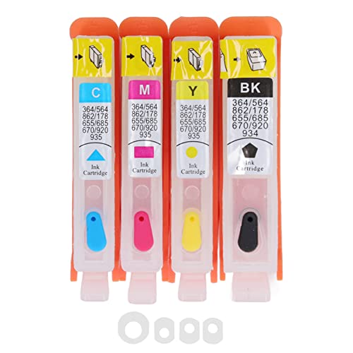 Glomora 4pcs Tintenpatrone, Permanent -Chip Glattes Ausgang großer Kapazität 4 Farben Austausch für den Drucker (HP 655) von Glomora
