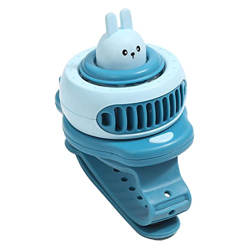 Glomora Innovative Cartoon Kinder Uhr Fan USB -Studenten tragbarer kleiner Mini -Handring -Fan (Blue) von Glomora