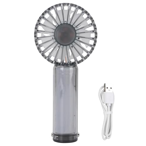 Glomora Mini Handheld -Lüfter transparent mit Haken Ruhigem kleiner Taschenlüfter 1200 mAh wiederaufladbarer batteriebetriebener Lüfter für Innenverteidiger im Freien im Freien im (Black) von Glomora