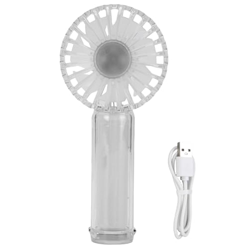 Glomora Mini Handheld -Lüfter transparent mit Haken Ruhigem kleiner Taschenlüfter 1200 mAh wiederaufladbarer batteriebetriebener Lüfter für Innenverteidiger im Freien im Freien im (White) von Glomora