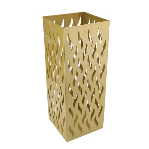 Multifunctional Metal Umbrella Stand with Square Hollow Pattern Design for Home and Hotel (Gold) von Glomora