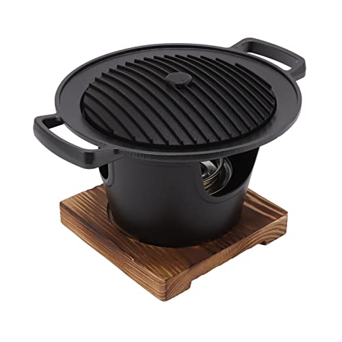 Glomora Tragbarer Holzkohlegrill,Rauchfreier Tischgrill Mit Holzrahmen Mini BBQ Grill Für Camping Und Rauchfreies Grillen zu Hause von Glomora