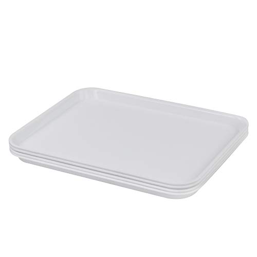 Gloreen Rechteckig Serviertablett, Fast Food Tablett, Set Von 4, Weiß Kunststoff Serviertablett von Gloreen
