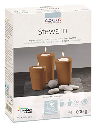 GLOREX 6 2608 452 - Stewalin terracotta 1000 g, hochwertige Figurengießmasse, zum Gießen von Figuren und Reliefs, hohe Abformgenauigkeit, schnelle Aushärtung, glatte Oberfläche, witterungsbeständig von Glorex