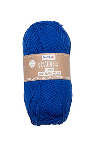 Glorex 5 1004 10 - Cotton 100 % Baumwolle, vielseitig einsetzbar zum Stricken, Häkeln und Basteln, sehr gute Qualität, weich und waschbar, 50 g, ca. 170 m, marine von Glorex