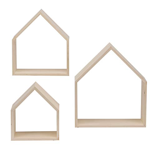 Glorex 6 1320 305 - Design Rahmen aus Holz in Häuser Form, 3 Stück in 3 verschiedenen Größen, ca. 26 x 30 x 10 cm, 25 x 25 x 10 cm und 17,5 x 20 x 10 cm von Glorex