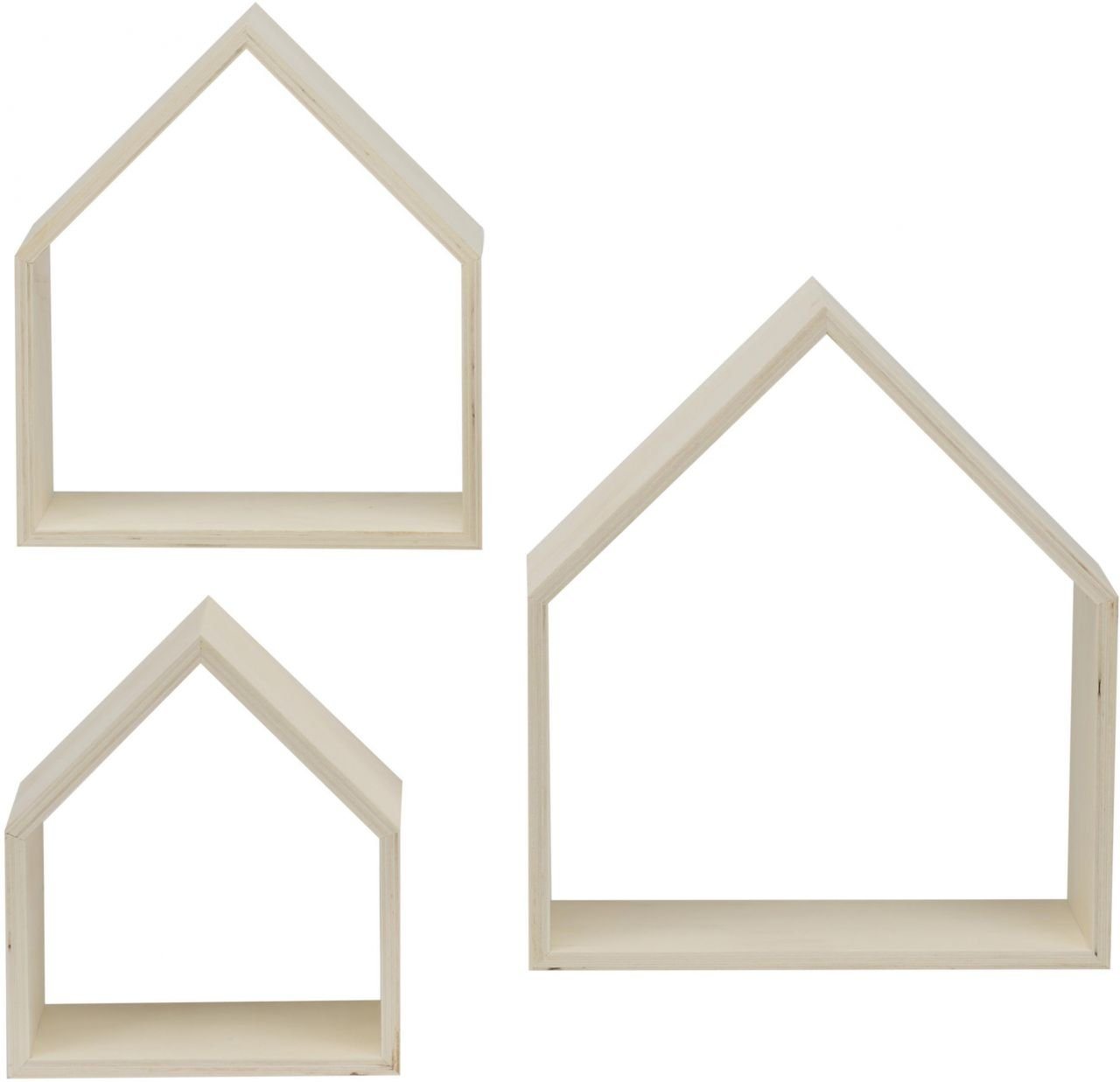 Glorex Bastelnaturmaterial Glorex Design-Rahmen Holz Häuser 3 Stück von Glorex