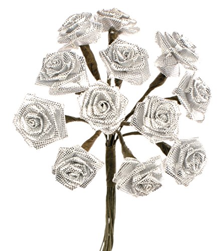 Glorex Diorröschen 12 Blüten SB-Ausführung, Kunststoff, Silber, 14 x 8.6 x 2.5 cm von Glorex
