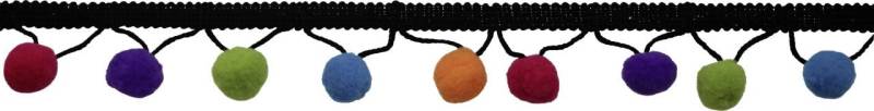 Glorex Pompon Girlande 1 m schwarzes Band bunt, 1 m, schwarzes Band von Glorex