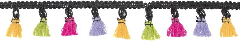 Glorex Quasten Girlande bunt 1 m schwarzes Band von Glorex