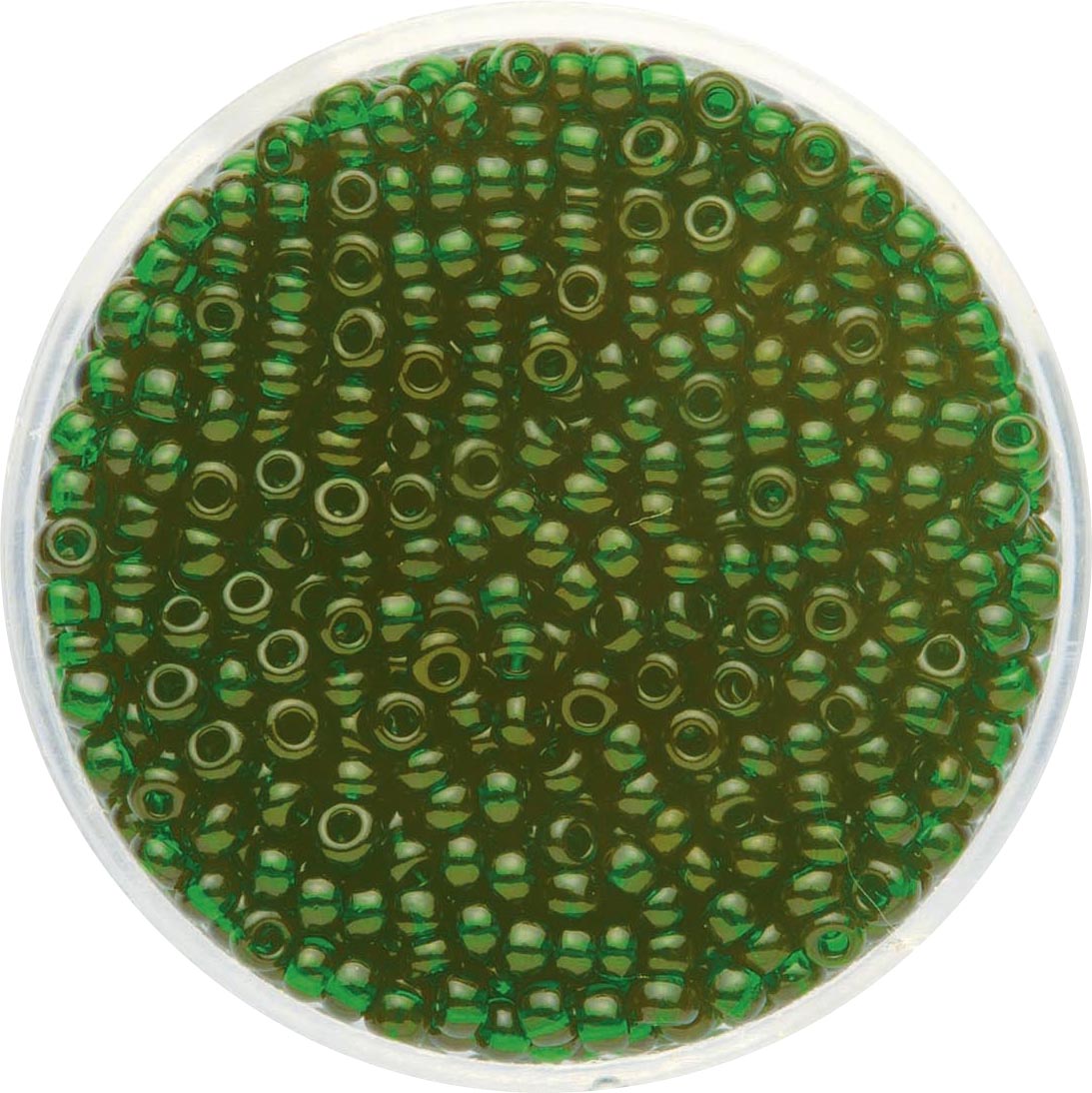 Glorex Rocailles 2,6 mm 17 g, transparent dunkelgrün von Glorex