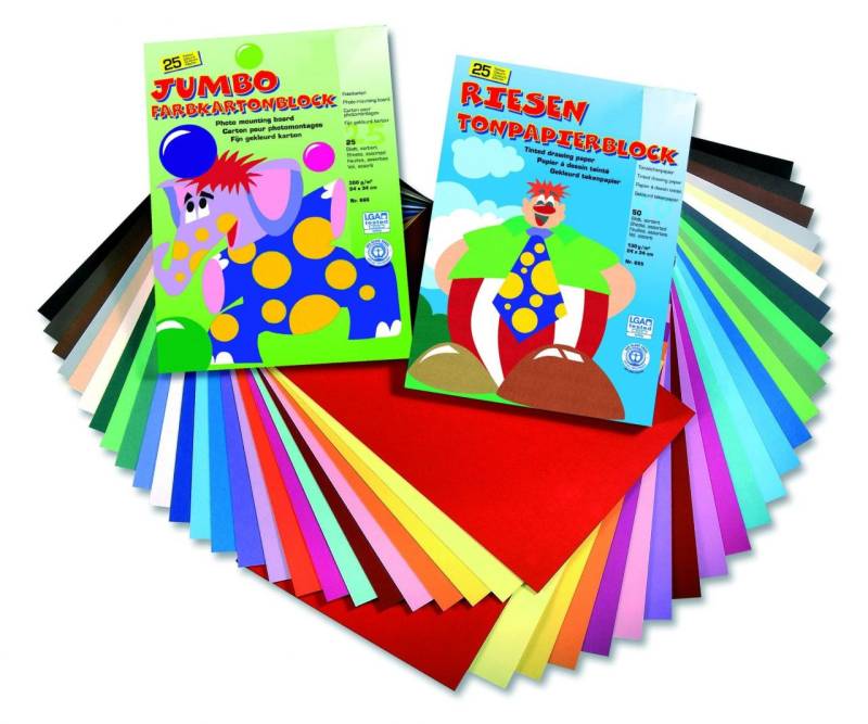 Glorex Tonzeichenpapierblock 130g/m² sortiert 24 x 34 cm, 50 Blatt von Glorex