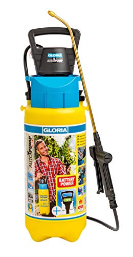 GLORIA Drucksprüher AutoPump Set | Gartenspritze | 5 L Füllinhalt | Sprühgerät mit Batterie-/Akku-Betrieb | Kein mühevolles Pumpen | Automatischer Druckaufbau | Konstantes Sprühbild von Gloria