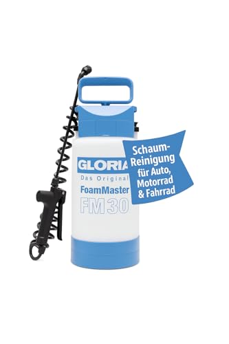 GLORIA Schaumsprüher FoamMaster FM 30 | 3 L Drucksprüher für Auto, Motorrad & Wohnmobil | Snow Foam Sprüher für Autoshampoo & Fahrzeugpflege mit 3 Schaum-Patronen und verstellbarer Schaumkonsistenz von Gloria