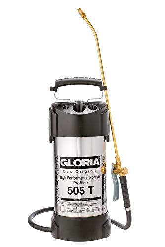 GLORIA Hochleistungssprühgerät 505 T Profiline | 5 L Füllinhalt | Profi-Drucksprüher aus rostfreiem Edelstahl | Mit Zeigermanometer | 6 bar | Ölfest von Gloria