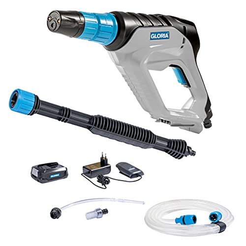GLORIA MultiJet 18V Set - Akku-Sprühsystem | Nutzbar als Reiniger, Schaumpistole, Pflanzenschutz-Sprüher, Oberflächenbürste | Max. 24,9 bar, 3 Druckstufen, 4-in-1 Düse | Inkl. 18V BOSCH Akku von Gloria