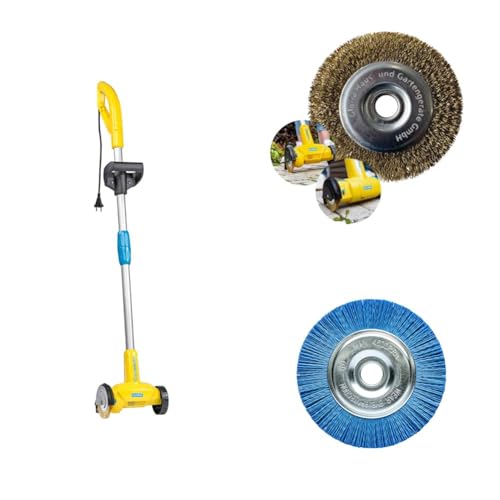 GLORIA WeedBrush 230V Komplett-Set | Elektrische Fugenbürste mit 2X Stahldraht- & 1x Nylon-Fugenbürste | Für empfindliche & robuste Flächen | Chemiefreie Unkrautentfernung auf Terrasse & Gehweg von Gloria