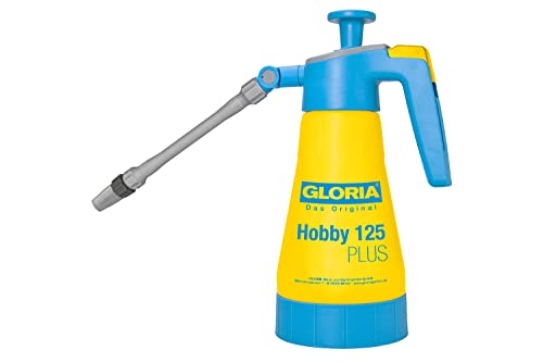 GLORIA Drucksprühgerät Hobby 125 Plus - 1,25L Gartenspritze | Handsprüher |zur Ausbringung von Essig-Säure | Säurebeständig | schwenkbare Düse | für säurehaltige Pflanzenschutzmittel | Kunststoffpumpe von Gloria