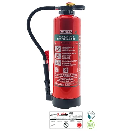 Gloria - SE+6PRO - 6l Schaumfeuerlöscher - für die Brandklassen A, B - inkl. Wandhalterung - inkl. Prüfnachweis von Gloria