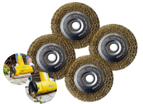 Gloria Stahldraht-Fugenbürste 4er Set | Originalzubehör | Ersatzbürsten für MultiBrush- und WeedBrush | Drahtbürste/Messingbürste zur Fugenreinigung | 11 cm Durchmesser | 1,2 cm Breite | 4 Stück von Gloria