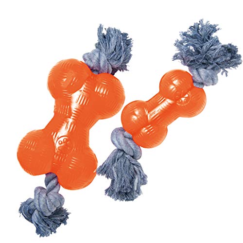 gloria TPR Orange Gummiknochen mit Seil (groß), L von gloria