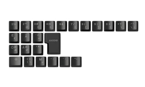Glorious Gaming 24x ABS Doubleshot Keycaps V2 (Nordisch-Layout) - Dual Molded Design, garantiert farbecht, RGB-freundlich mit transparenter Beschriftung, passend für jeden MX-Schaft - Schwarz von Glorious