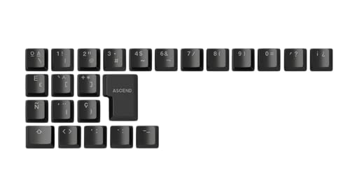 Glorious Gaming 24x ABS Doubleshot Keycaps V2 (Spanisch-Layout) - Dual Molded Design, garantiert farbecht, RGB-freundlich mit transparenter Beschriftung, passend für jeden MX-Schaft - Schwarz von Glorious
