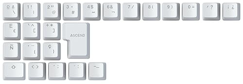 Glorious Gaming 24x ABS Doubleshot Keycaps V2 (Spanisch-Layout) - Dual Molded Design, garantiert farbecht, RGB-freundlich mit transparenter Beschriftung, passend für jeden MX-Schaft - Weiß von Glorious