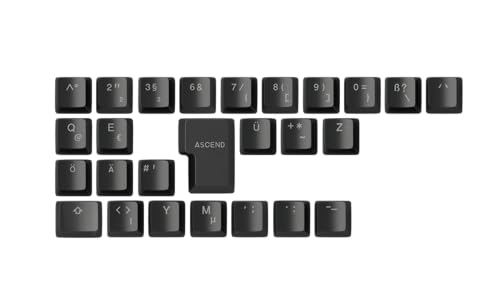 Glorious Gaming 26x ABS Doubleshot Keycaps V2 (Deutsch-Layout) - Dual Molded Design, garantiert farbecht, RGB-freundlich mit transparenter Beschriftung, passend für jeden MX-Schaft - Schwarz von Glorious